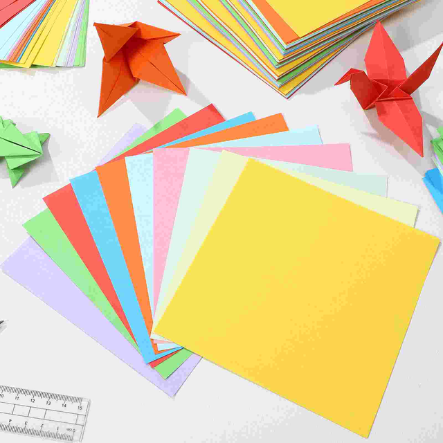 100 Sheets Colored Paper Colorful Cardstock Origami Square Colorful Papers  Kids Child - AliExpress